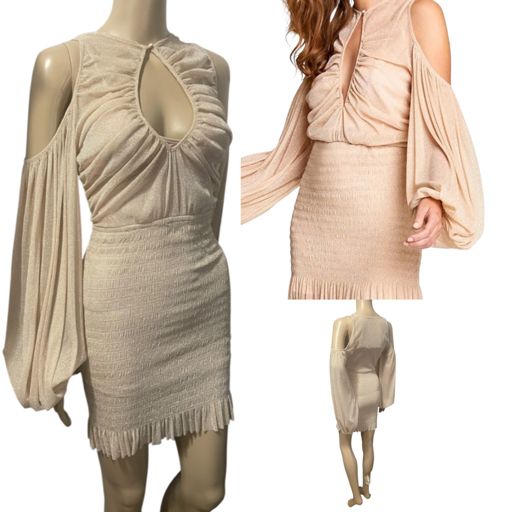 Alice Mccall Spell Mini Dress Nude Neutral Metallic Knit Mesh